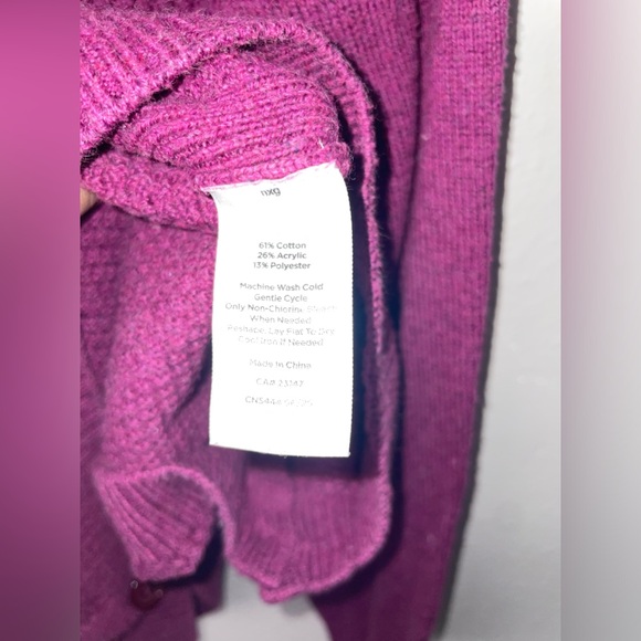 Talbots magenta sweater with button details - Picture 4 of 5